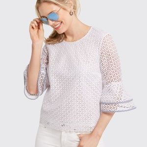 Draper James Lattice Double Bell Blouse Sz8 xD200